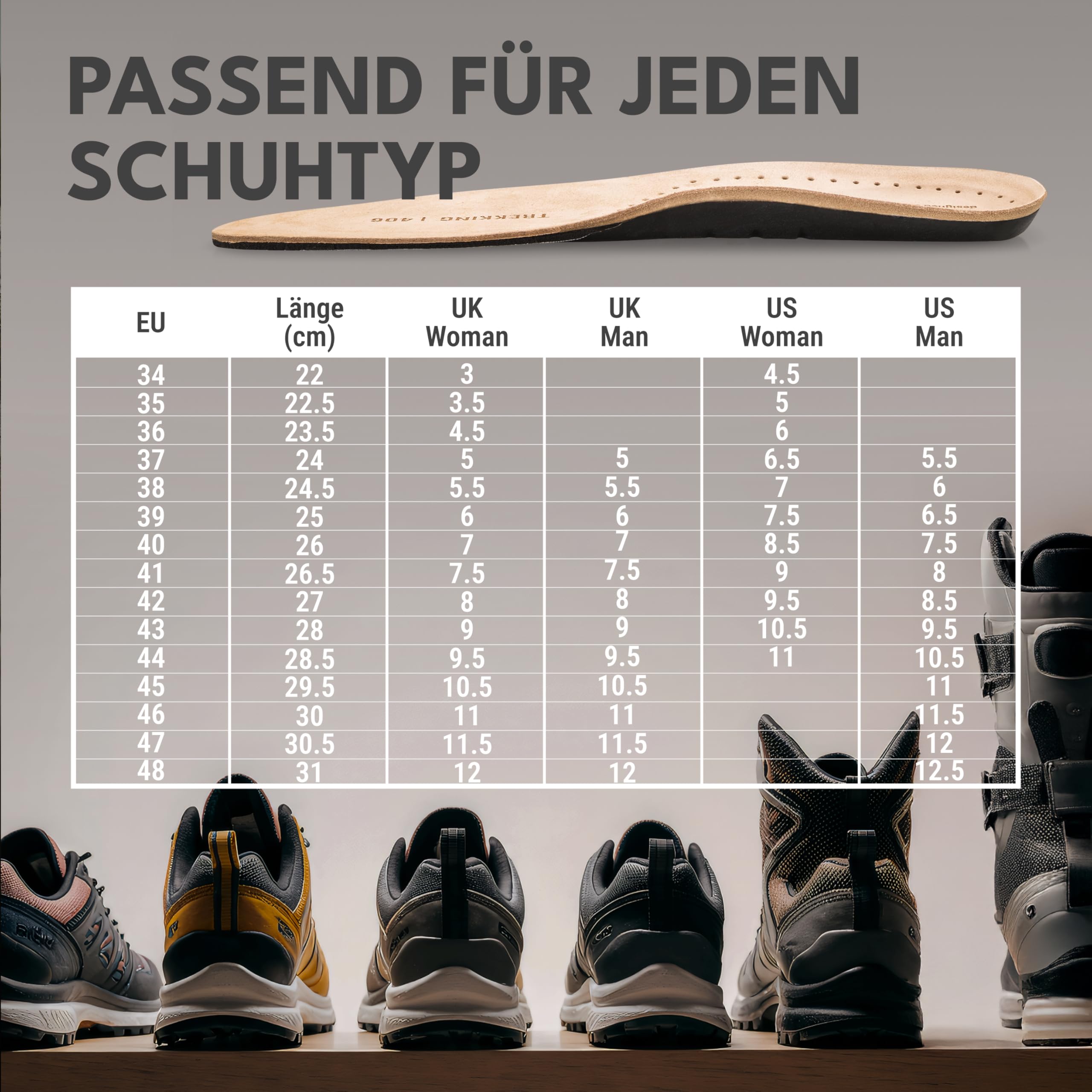 Saluber Einlegesohlen Herren & Damen Active 406 Gr. 39 | Echtleder für ein frisches Fußklima | dämpfende Einlegesohlen mit Poron+ Technologie | robuste Schuhsohlen Made in Italy
