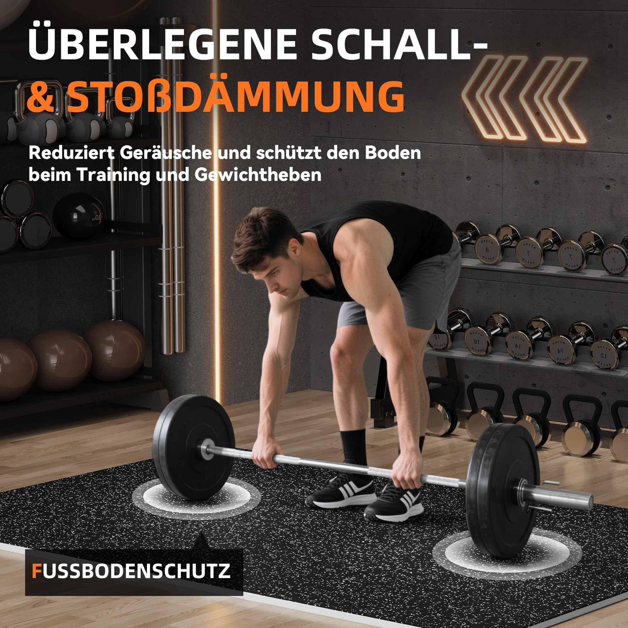 MDEAM Bodenschutzmatte 60x60x1,4 cm, 12 Matten Extra Dicke Gummierte Eva Puzzlematte, 4,32 m² Sportmatte Set rutschfest für Fitnessstudio Heimfitness, Schwarz & Weiß
