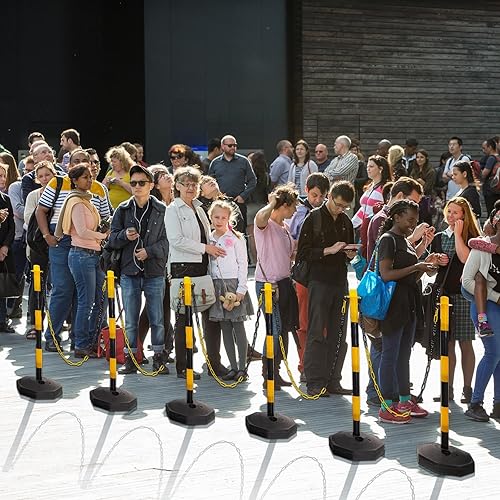 Miniatura 7 de Cono de poste de delineador de tráfico, juego de postes de puntal de plástico, soporte de control de multitudes, barrera con cadena de eslabones de