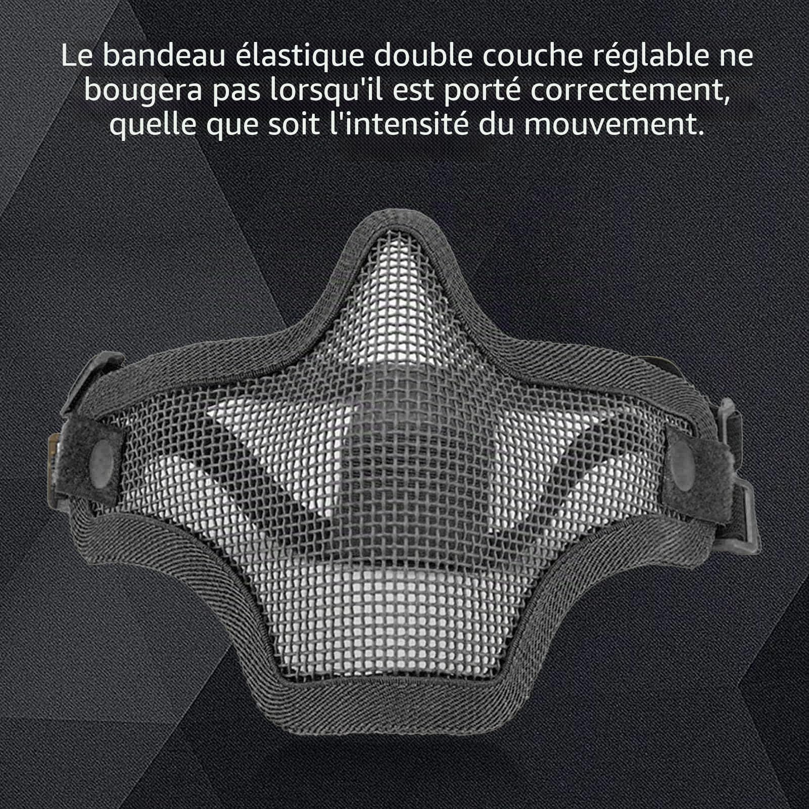 Fockety Protection du Visage, Grille de Protection en Acier de 54 à 62 Cm, Demi-Visage, Design Cool Haute Résistance pour Les Activités de Plein air.