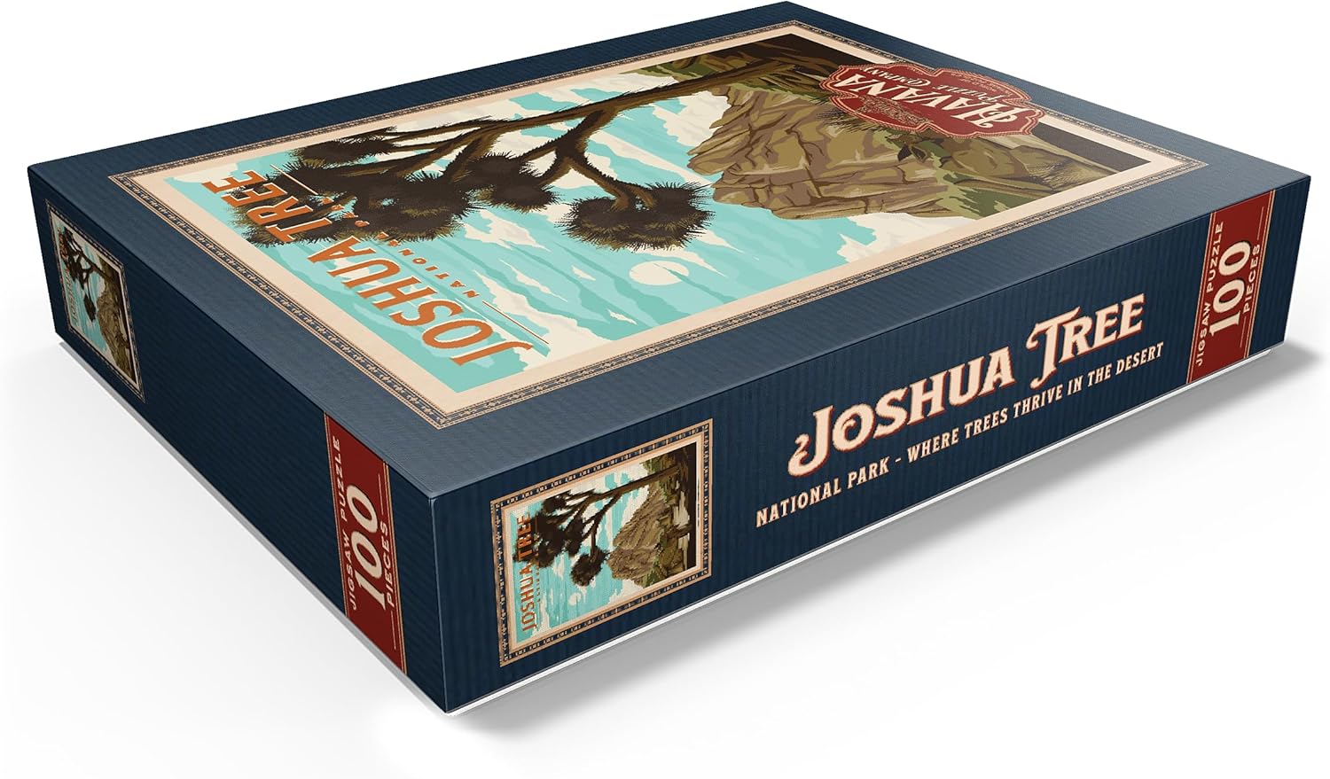 MyPuzzle Joshua Tree National Park - Where Trees Thrive in The Desert, Vintage Travel Poster - Premium 100 Piece Jigsaw Puzzle for Adults