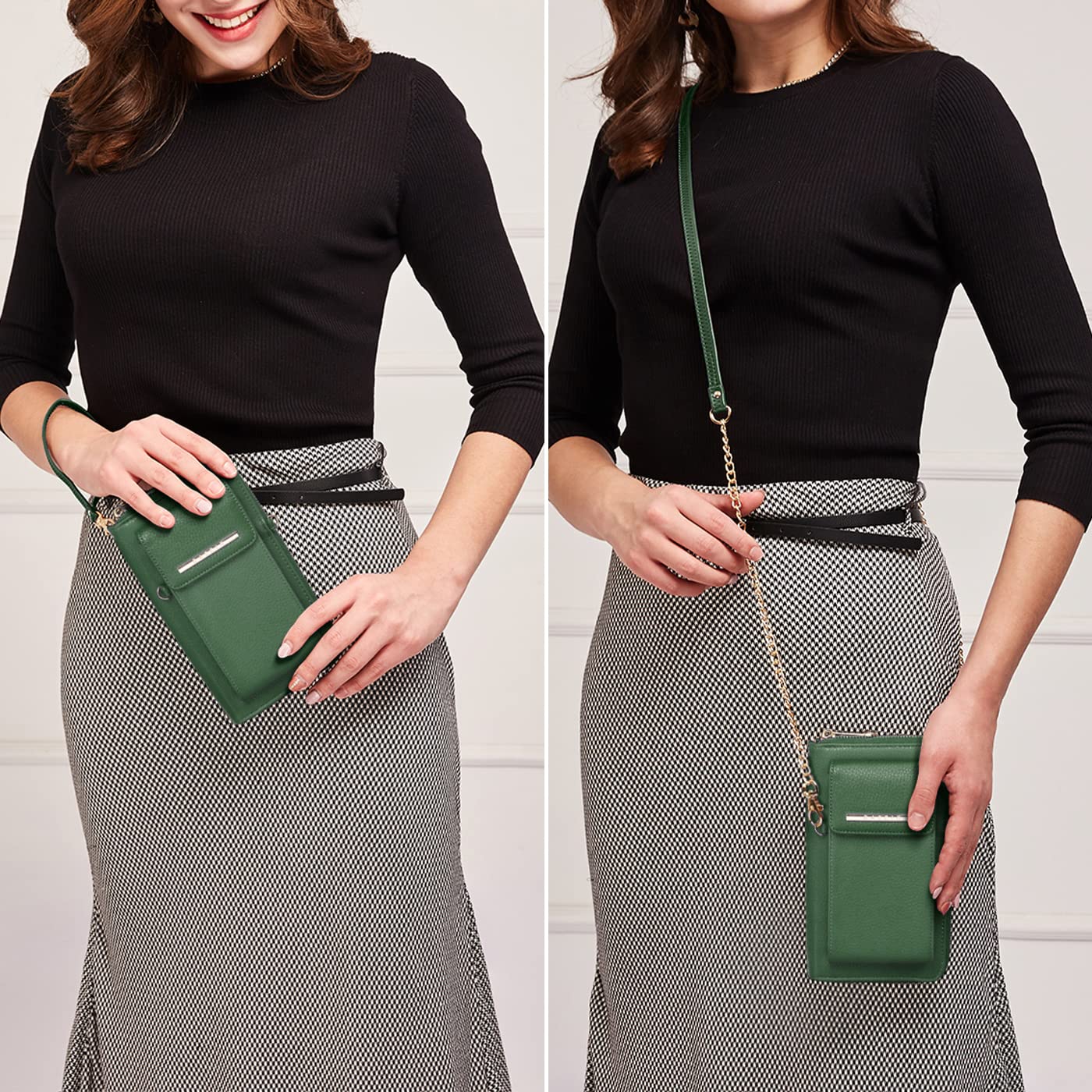 Dasein Crossbody Bag Phone Purse Handbag for Women Shoulder Bag Credit Card Wristlet Wallet with Multi Pockets (Dark Green-1 New)