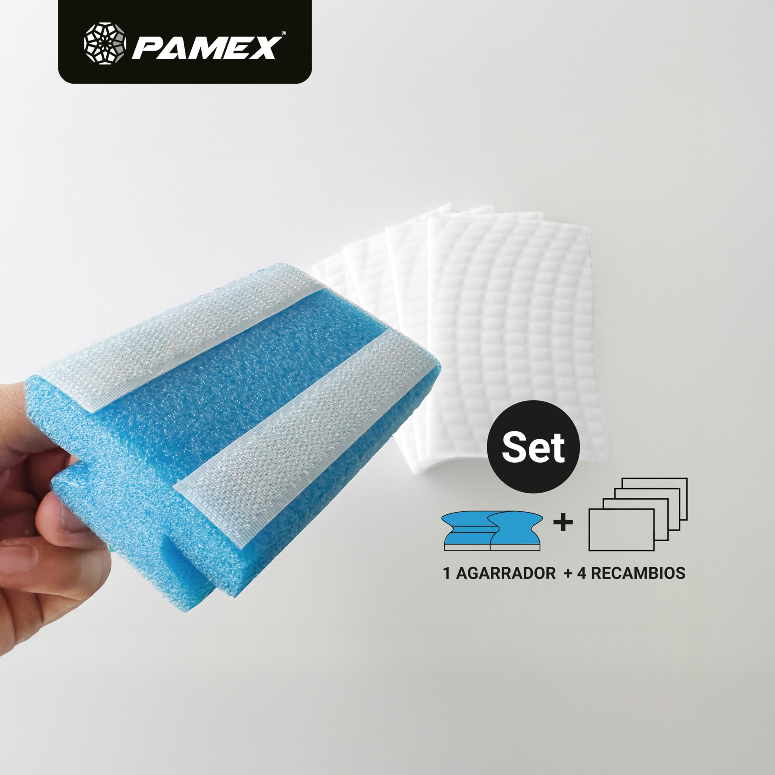 Pamex - Borrador Melamina Magico Mango + 4 Recambios - 24 Unidades