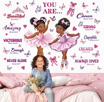 decalmile Black Ballerina Girl Inspirational Positive Wall Decals Stickers
