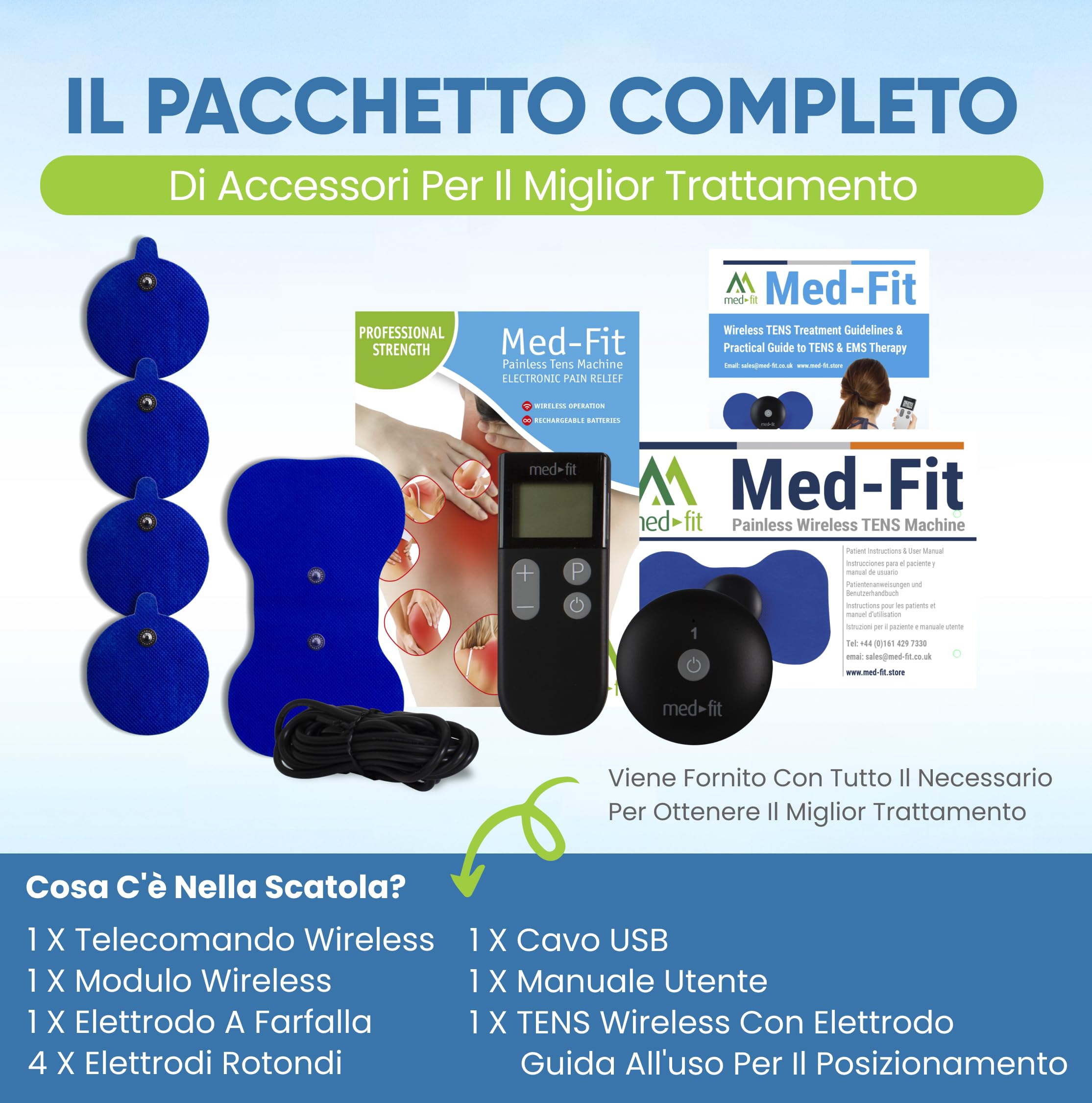 Med-Fit Indolore Ricaricabile Mini TENSOR & EMS Mini-Wireless Digitale Tensor & Muscolo Stimolatore Richiede No Batterie O cavi-Professional Forza