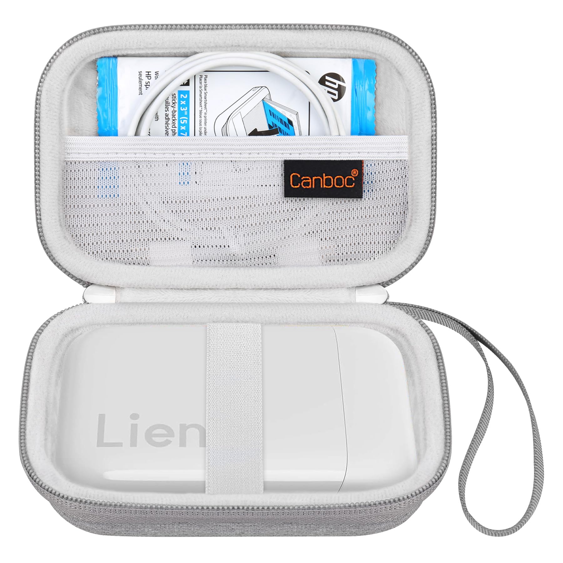 Canboc Hartschalenkoffer für Liene Pearl K100 2x3 Tragbarer Fotodrucker/Liene 2x3 Fotodrucker, Reißverschluss Mesh Tasche passt Fotopapier, Kabel, Grün (NUR Fall)