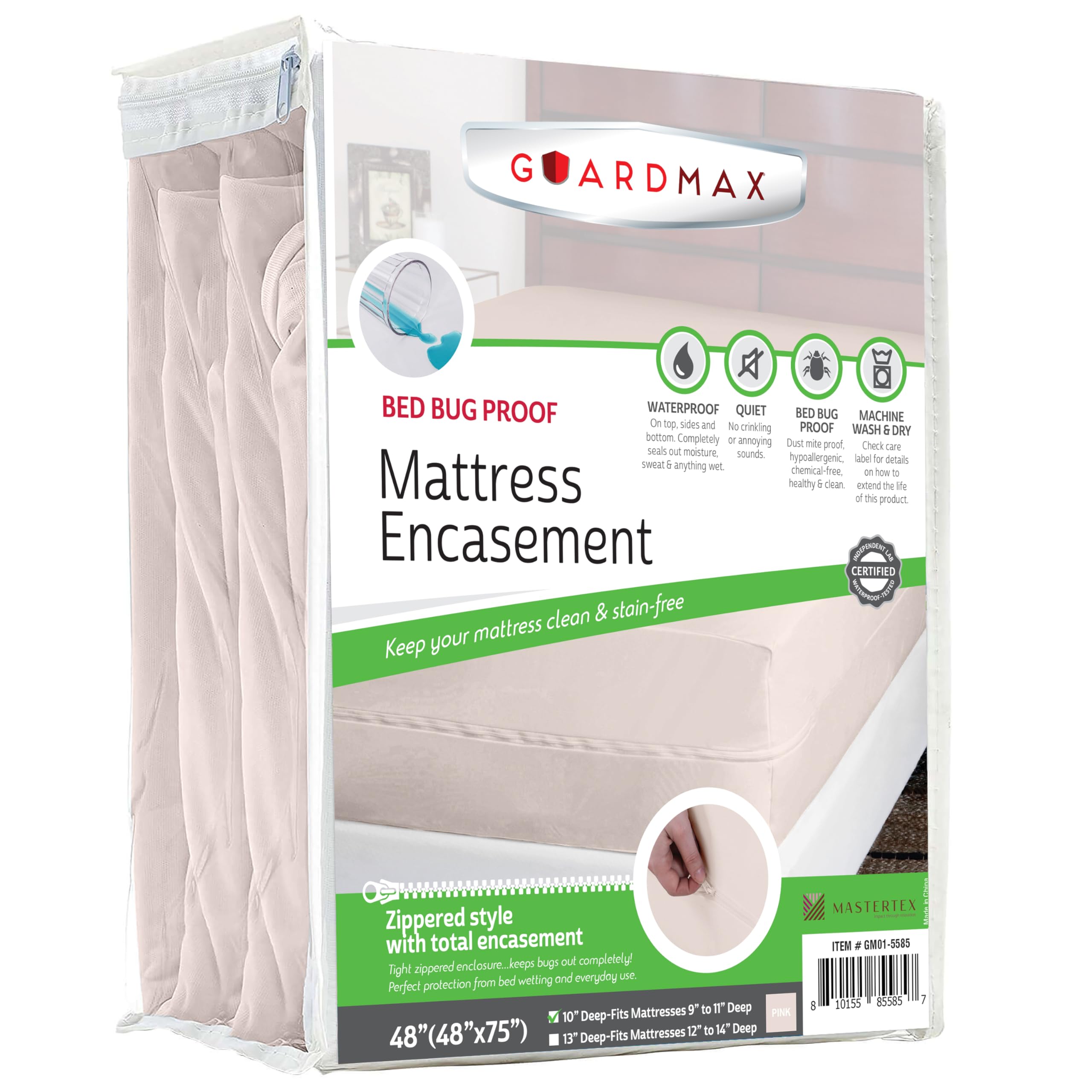 Guardmax RV Mattress Encasement with Zipper, Waterproof, Bed Bug Proof, and Dust Mite Proof Mattress Protector for RV Size Bed up to 10" Deep, Zippered All Around Jersey Knitted Mattress Cover