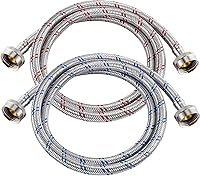 Yejesiy 4ft Stainless Steel Washing Machine Hoses - Burst Proof Hot & Cold 2 Pack, Universal Fit, Leak-Proof with 10-Year Warranty