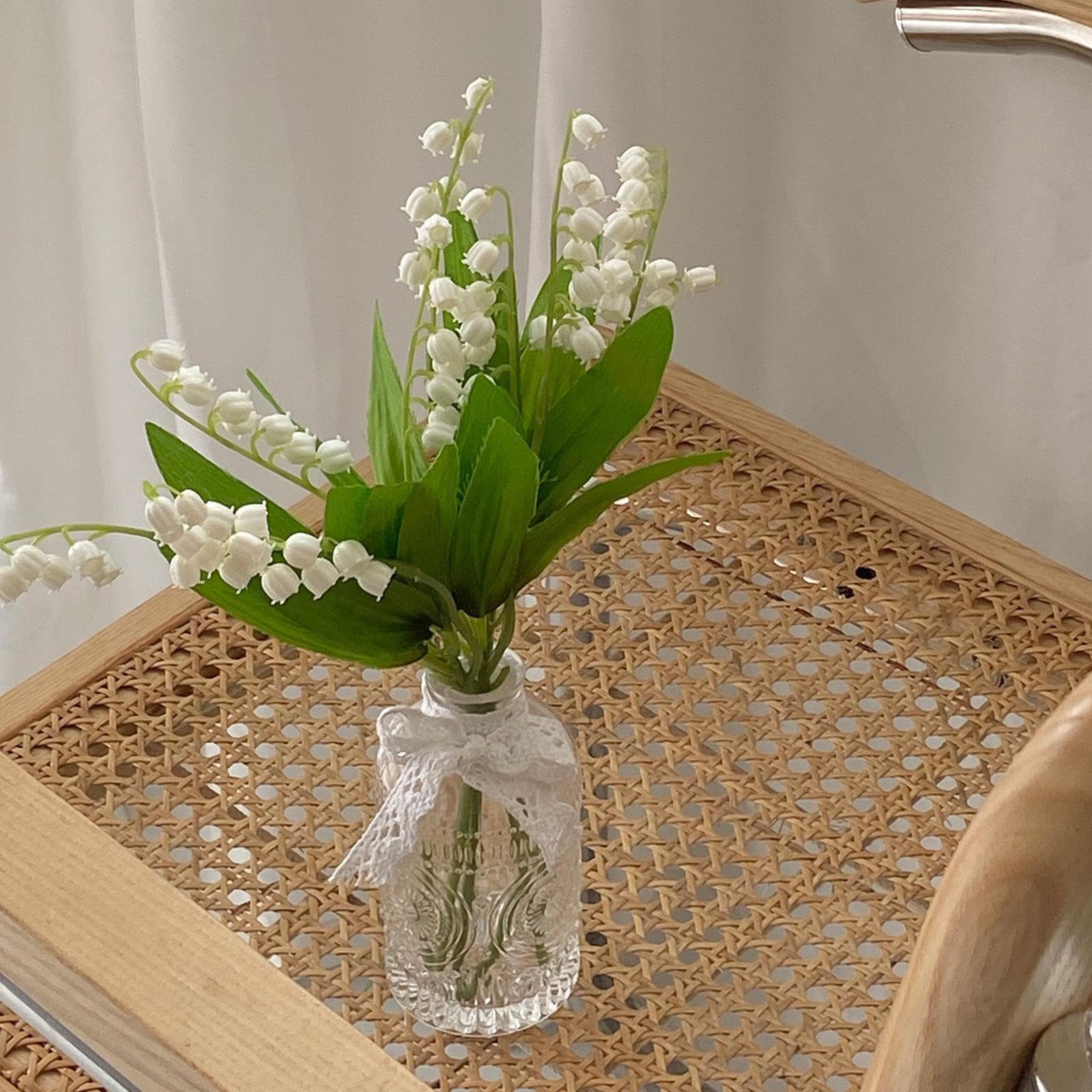 ZRSWV Lot De 3 Fleurs Artificielles De Muguet, Orchidée Clochette, Bouquet De Fleurs De Mariage, Fleur De Lys Vive Pour Décoration De Maison, Jardin, Fête, Bureau