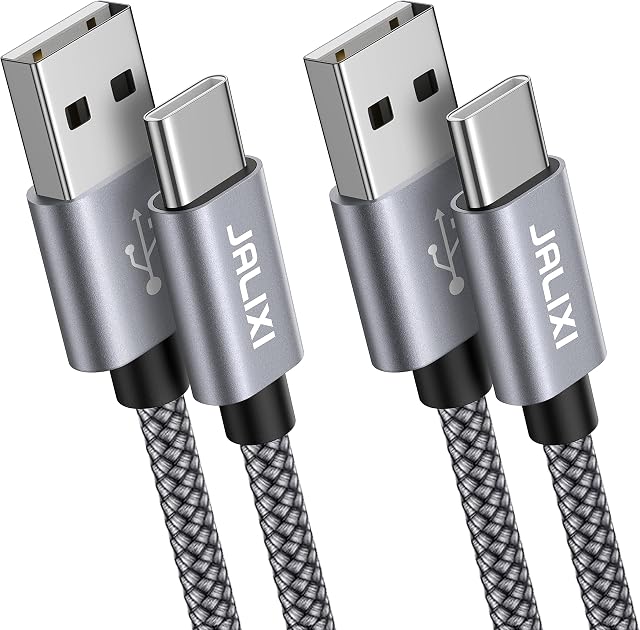 JALIXI [2-Pack 1M] USB C Cable, 3A Fast Charging USB C Charger Cable Compatible with Samsung Galaxy S10 S9 S8 S21 S20 fe, A50 A51 A12 A22 A52s A02s A03s A20e A21s, Huawei P20 P30 lite, Xperia xz