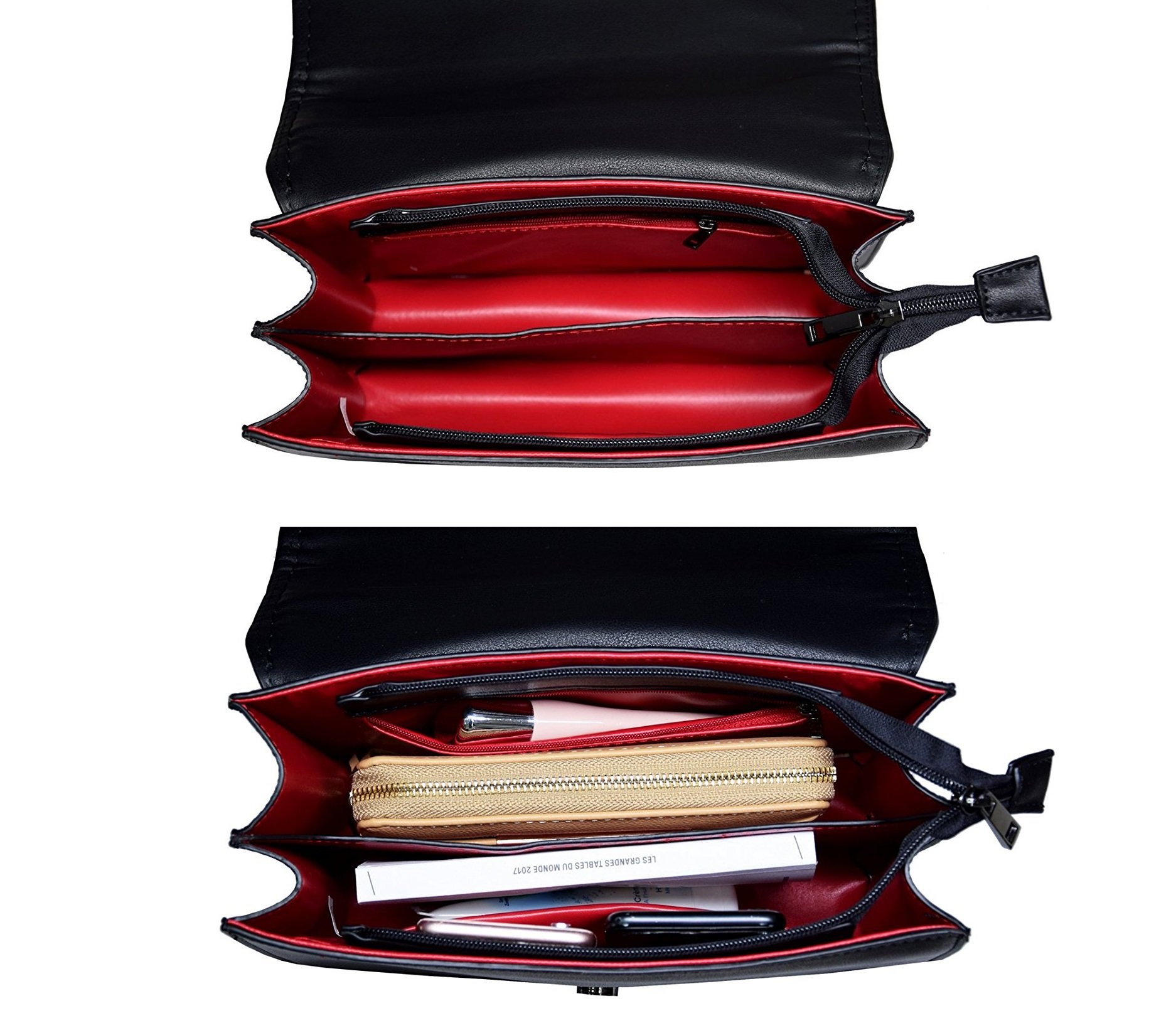 CRAZYCHIC - Damen Kette Umhängetasche - Schlange Leder Gesteppte Klappe Schultertasche - Python Steppmuster Abendtasche Pochette Kettentasche - Frauen Modische Handtasche Trendy Tasche - Schwarz