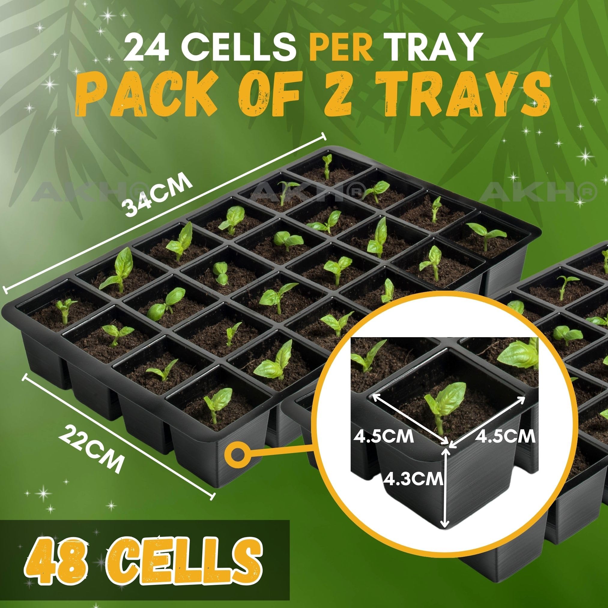 AKH® Seedling Trays, Black, 34cm x 22cm - Image 2
