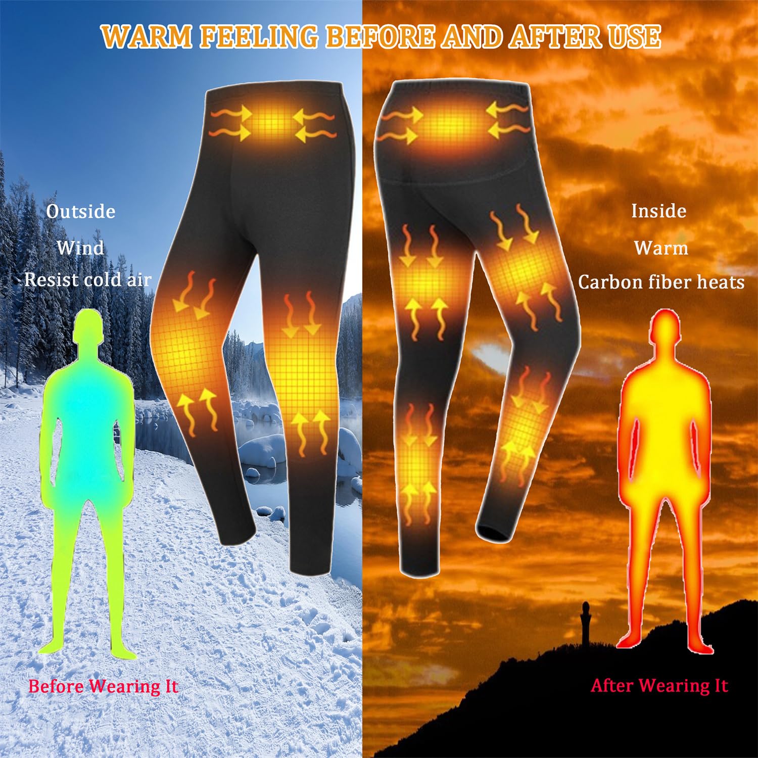 Conjunto de Ropa Interior térmica con calefacción, Ropa Interior Térmica Hombre, con 16 Zonas de Calentamiento, Ropa Termica para Esquí Pesca Caza Moto (No Incluye Batería)