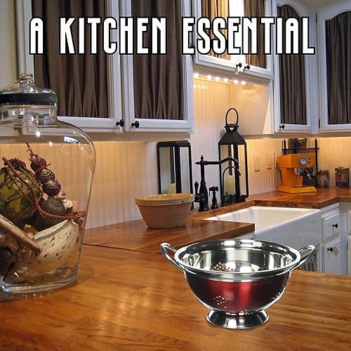 Miniatura 3 de Precioso colador de acero inoxidable rojo de 5 cuartos de galón, multicolor