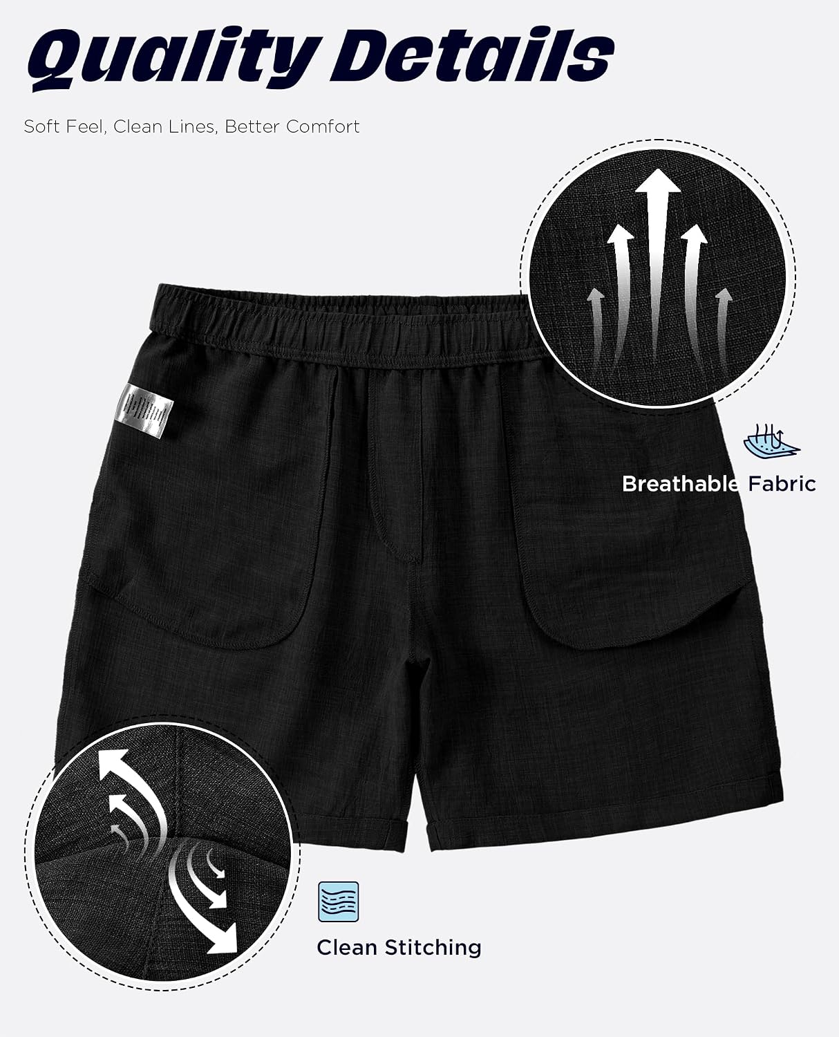 Men's Casual Shorts Casual Elastic Waist Drawstring 7 Inch Summer Beach Vacation Shorts with Pockets