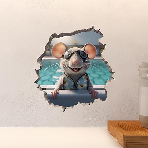 Miniatura 4 de Adhesivo de pared 3D con agujero de ratón con agujero de ratón