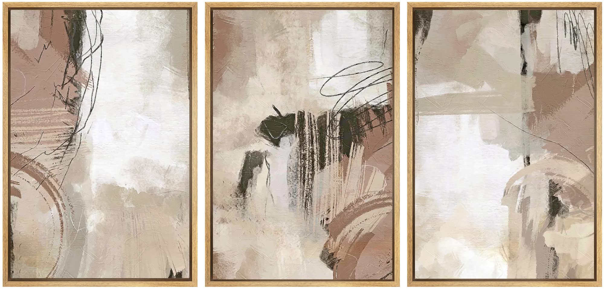 SIGNWIN Framed Canvas Print Wall Art Set Coastal Serenity Abstract Seaside Illustrations Modern Art Decorative Rustic Calm/Zen for Living Room, Bedroom, Office - 24"x36"x3 Natural — view 41