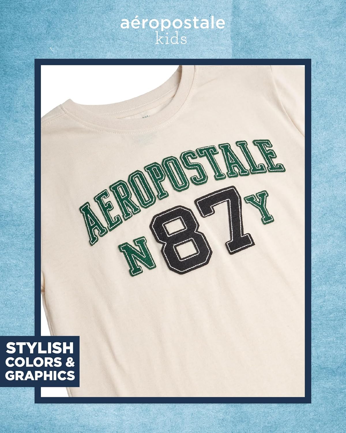 AEROPOSTALE Active Boys Joggers Set - 3 Piece Short Sleeve Boys Graphic Tees and Fleece Kids Sweatpants Tracksuit Set (8-16) - Image 3