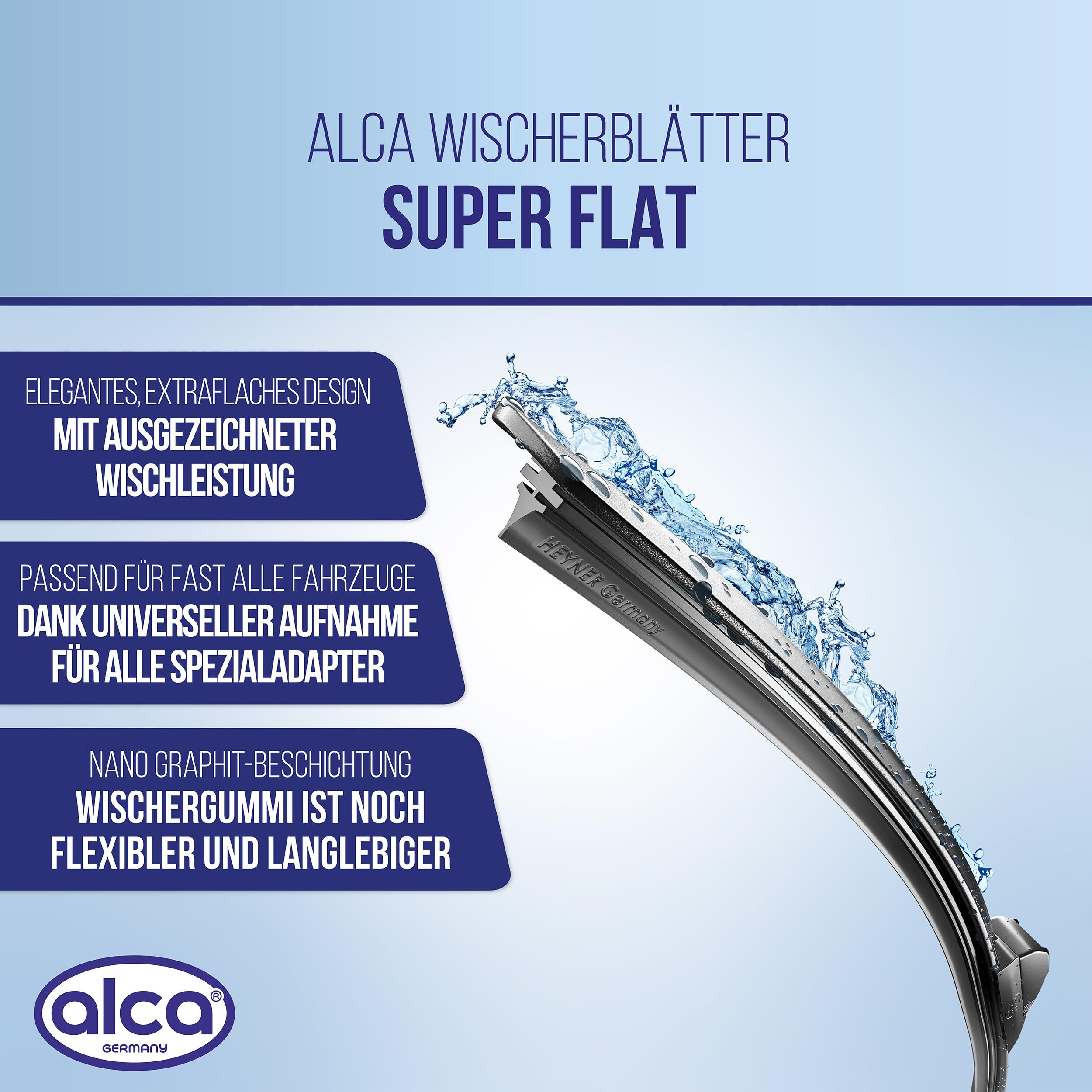 alca® Zestaw wycieraczek przedniej szyby pasuje do VW PASSAT CC (05.2008 – 11.2011) SUPER FLAT płaska wycieraczka