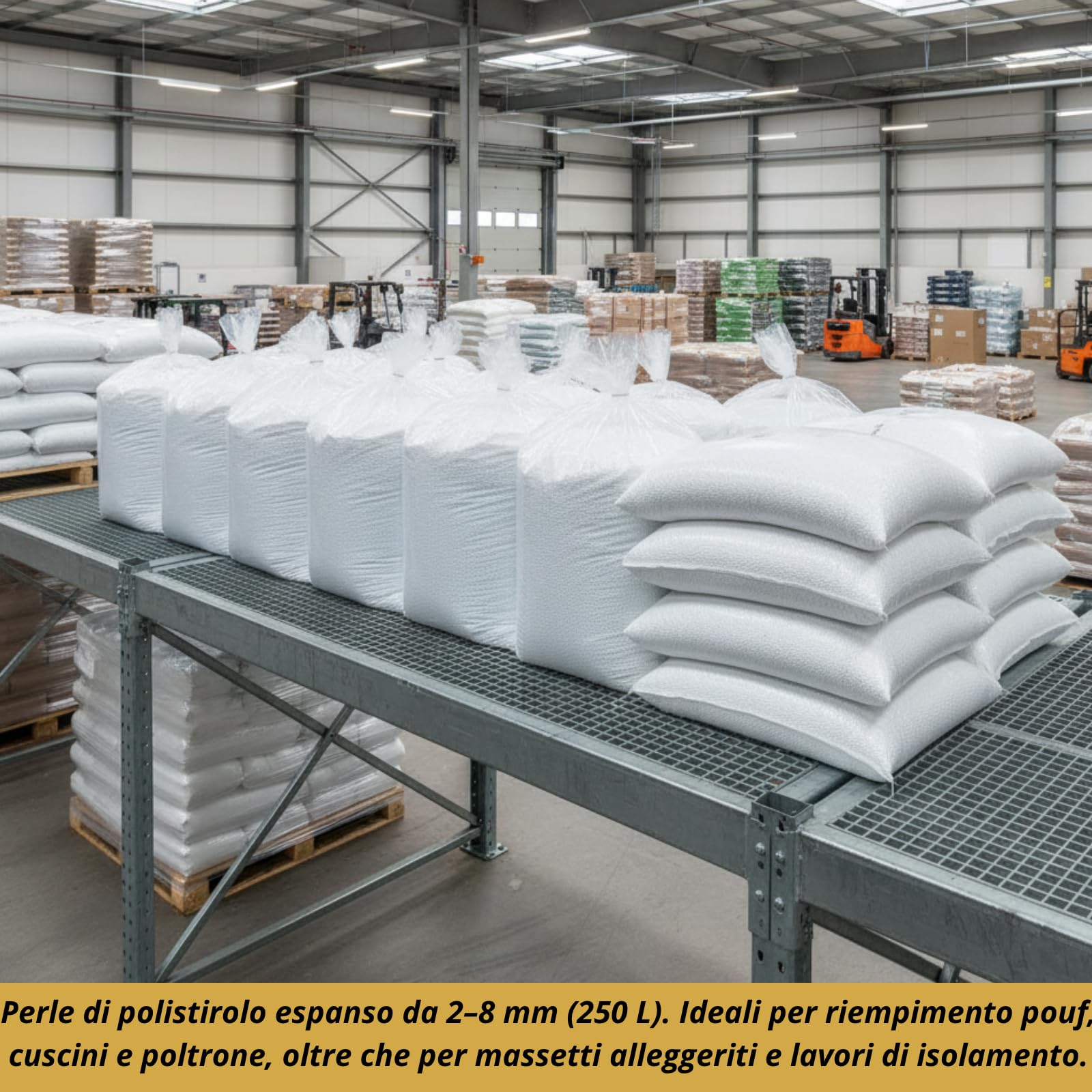 FESTA WOW Sacco Perle Polistirolo Espanso per Riempimento Pouf Poltrone a Sacco Cuscini Diametro da 2 a 8 mm Rigenerato Isolamento Massetti Allegeriti,Imballaggio Multiuso Made in Italy (250 Litri)