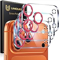 Vista 84 de UniqueMe para Paquete de 3 Protectores de Lente de Cámara para iPhone 15 Pro/iPhone 15 Pro Max, [Protección contra Caídas] [Compatible con Fundas]