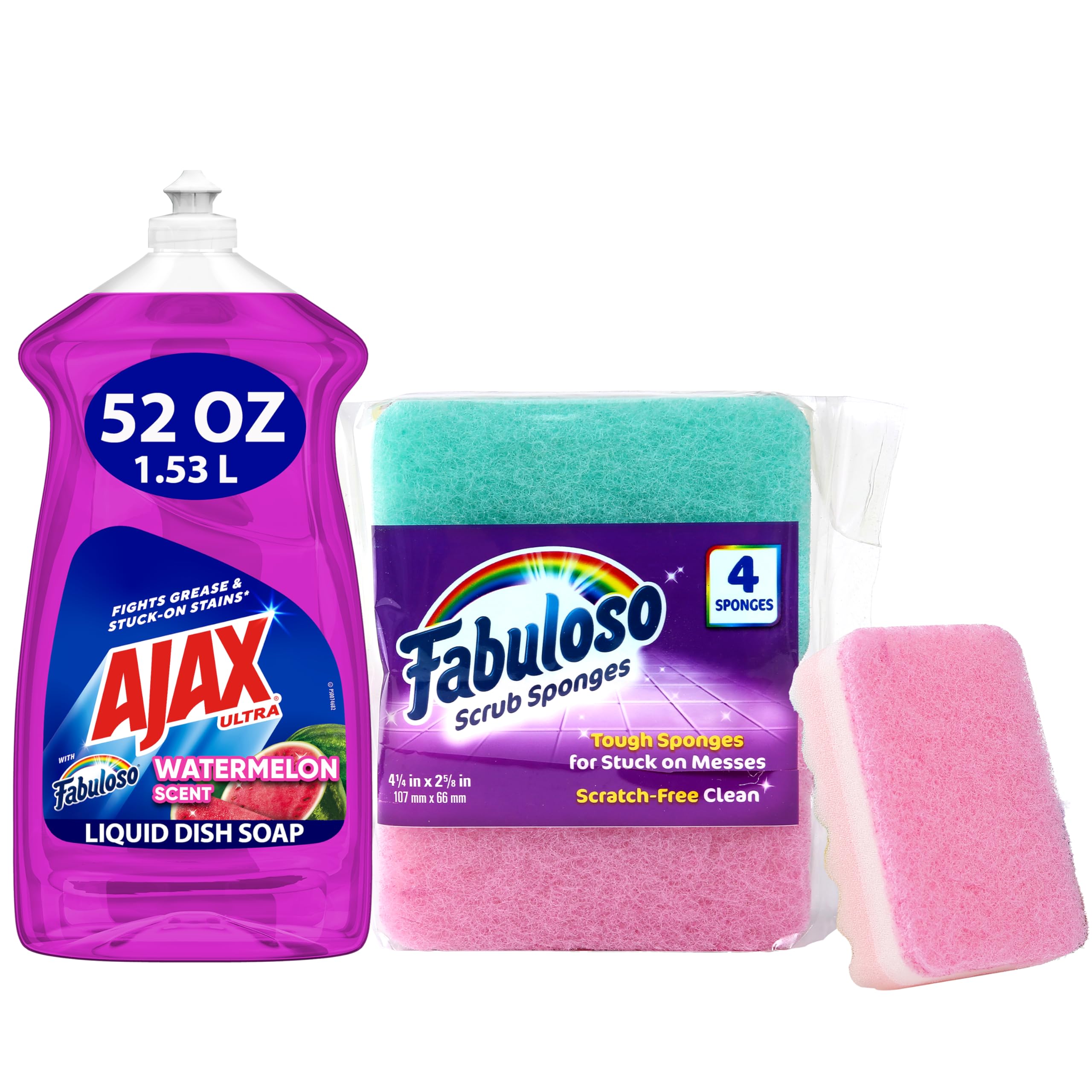 Ajax Ultra Liquid Dish Soap with Fabuloso Watermelon Scent, 52 fl oz Bottle | Fights Grease & Stuck-On Stains - main product image