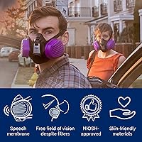 Vista 6 de Dräger X-plore 3500 half-face respirator mask with P100 particle filters against smoke particles from wildfire