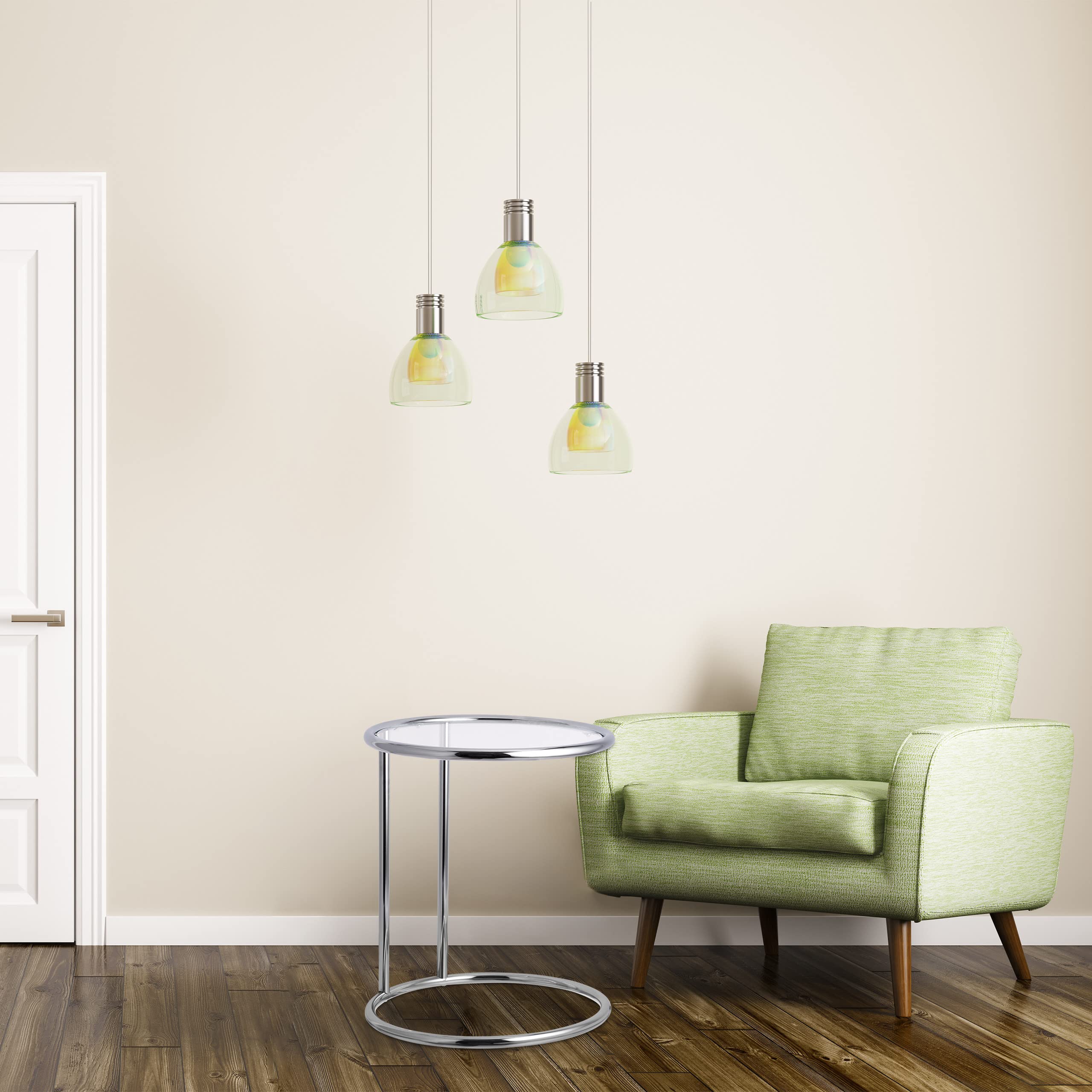 Relaxdays Tavolino Rotondo, Struttura in Metallo, Ripiano in Vetro, Tavolo Basso Salotto, Decorativo, Design, HxD 53 x 45 cm, Argento