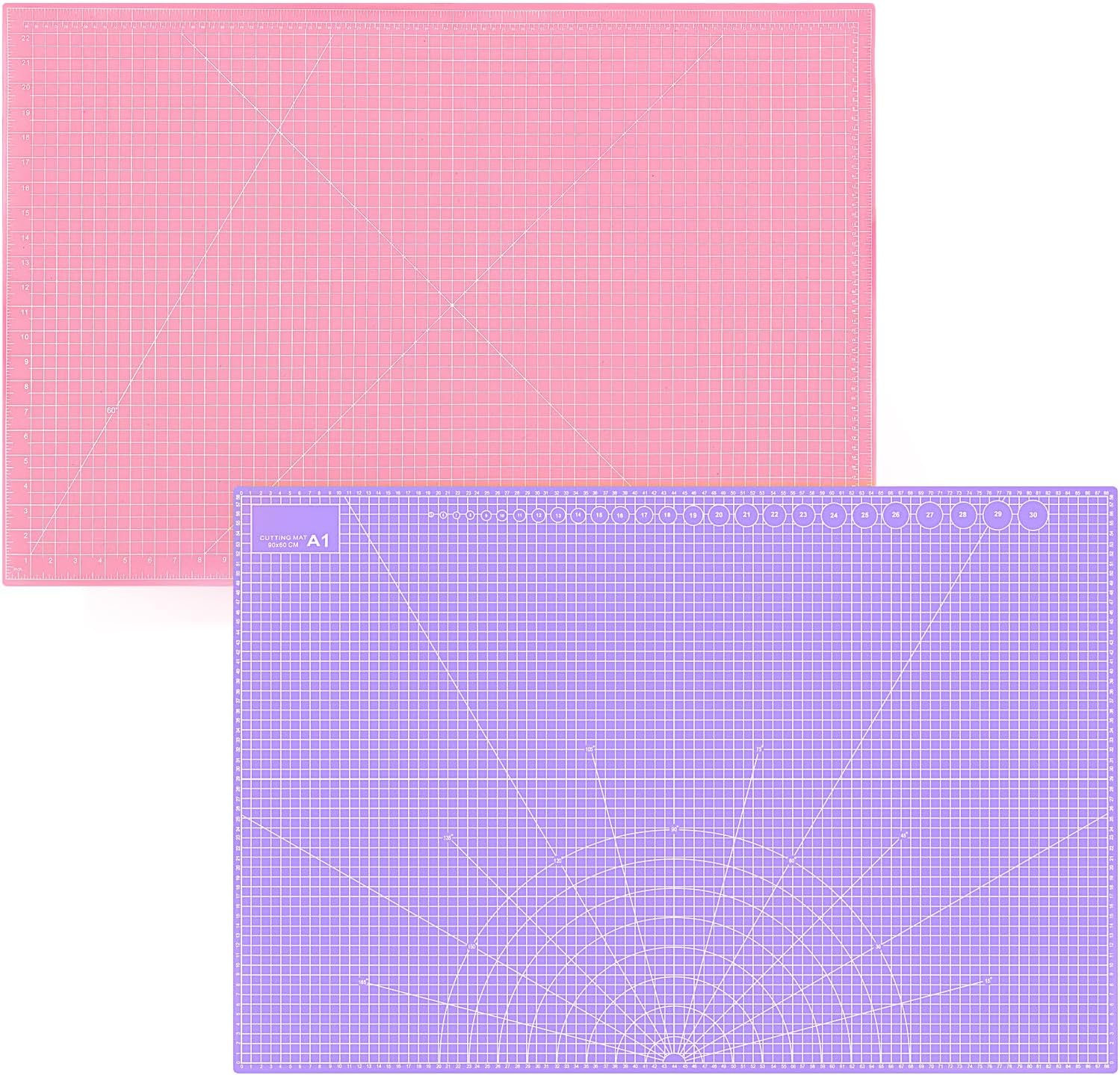 24" x 36" Self Healing Cutting Mat: Double Sided A1 Size Sewing Cutting Mat for Quilting, Arts, Crafts and Fabric, Pink & Purple Design