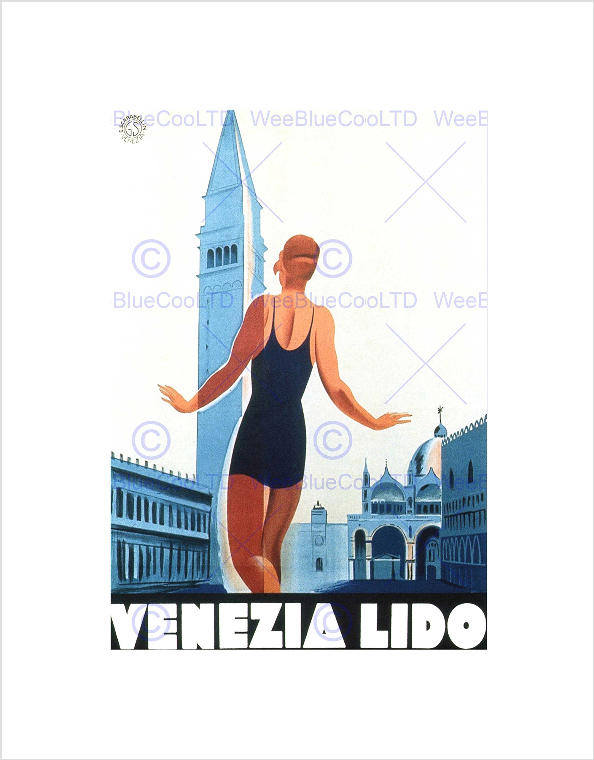 Wee Blue Coo Ad Dudovich Nizzoli Venezia Lido Pool Swimming Italy Venice Art Wall Art Print