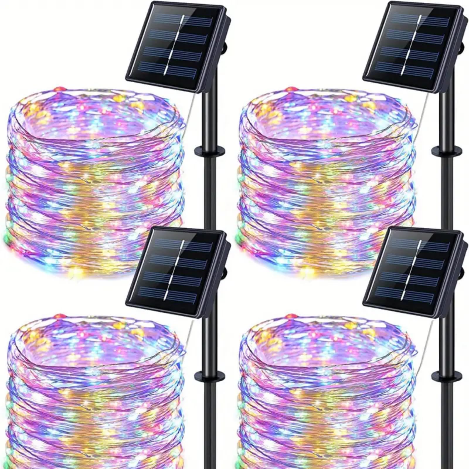 WHFEVDFY Solar Power String Lights,Fairy Lights,4pcs, 157ft 400LEDs, 8 Modes Copper Wire Outdoor Waterproof Lights for Home,Gardens, Patios,Weddings and Parties (4 Pack-Multicolor)