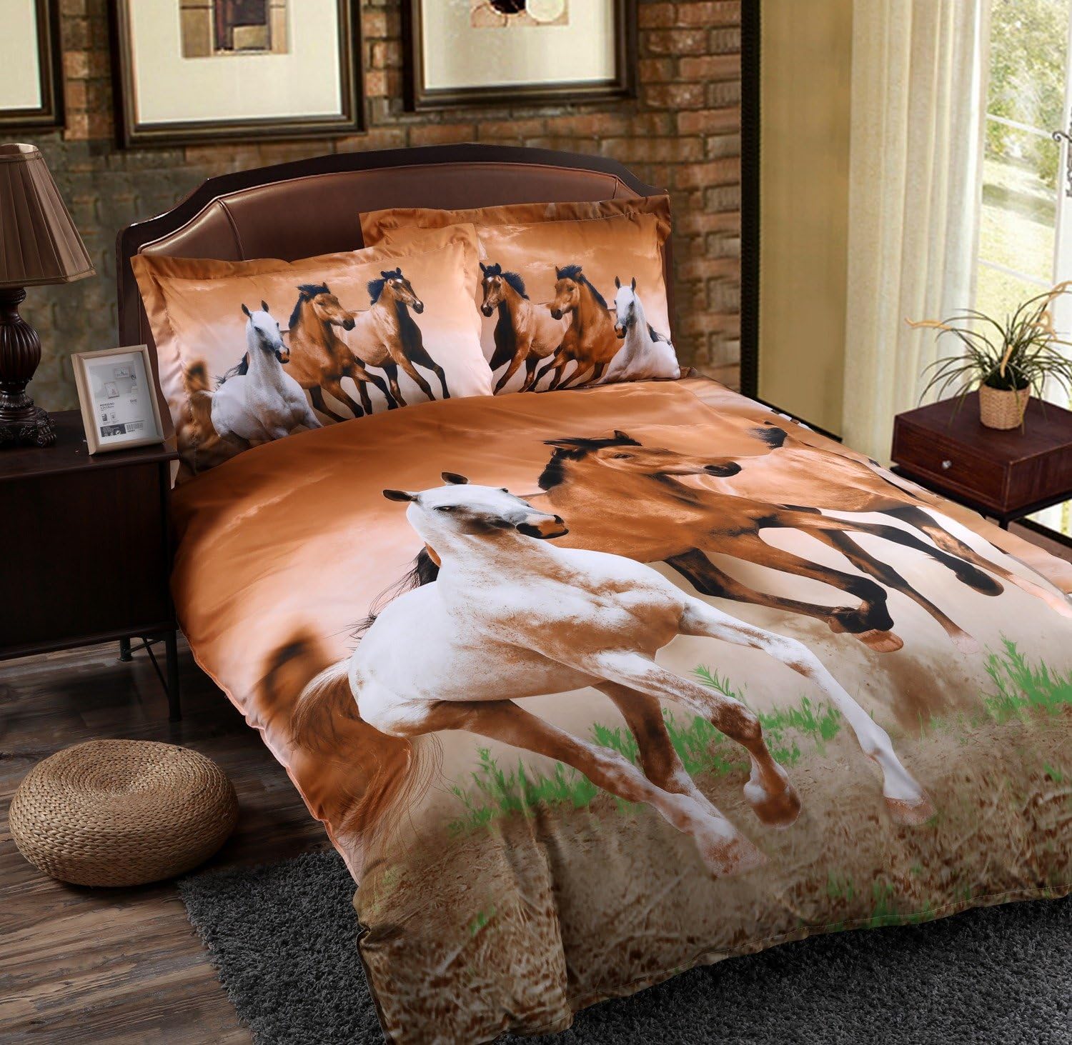Wowelife Horse Bedding Set Twin for Girls and Boys, Premium 4 Pieces Horse Duvet Cover Set, Comfortable and Soft for Kids Bedding Set(Twin-4 Pieces)