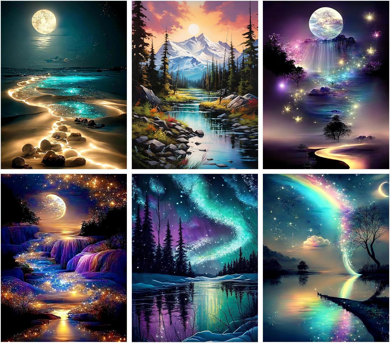 Landscape Craft Kit Amazon.com: Acelii 6 Pack Landscape Diamond Painting Kits for Adults ...