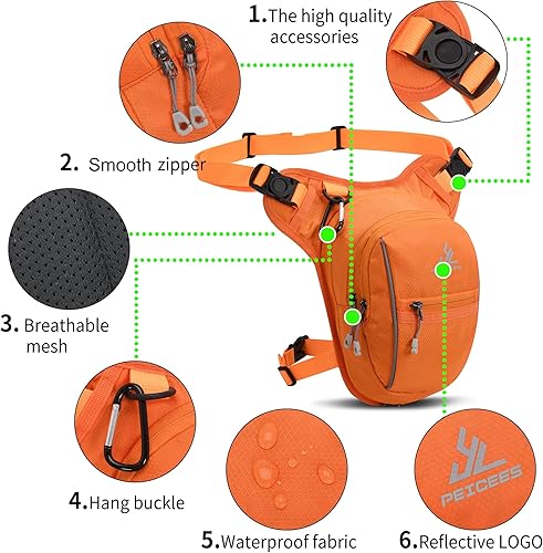 Miniatura 10 de Peicees Riñoneras para hombres y mujeres, bolsas de muslo al aire libre, mochila cruzada para montar en motocicleta