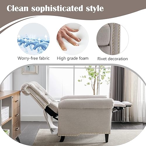 Miniatura 5 de Accent Rivet - Sillón de poliéster copetudo, silla reclinable, silla de lectura, color crema