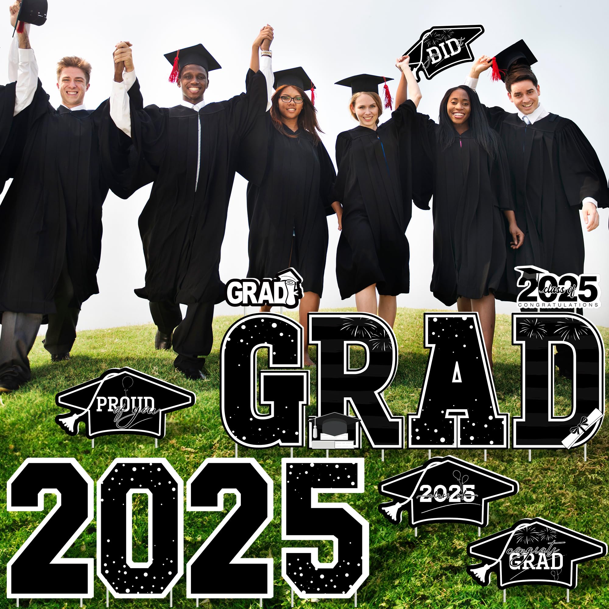 Snapklik.com : 14 PCS 2025 Graduation Decorations, Black White ...