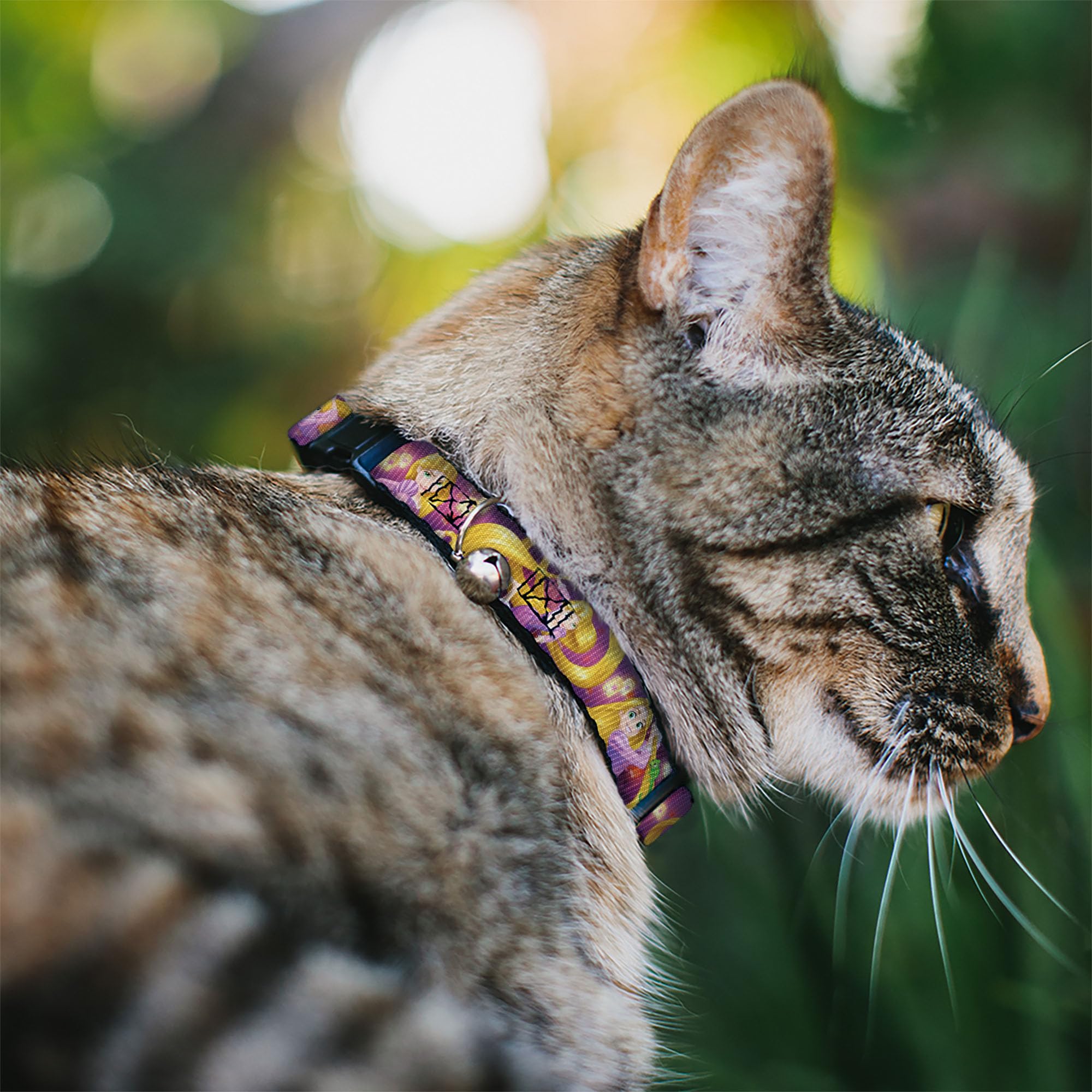 Buckle-Down Breakaway Cat Collar - Rapunzel 4-Tangled Poses/Pascal/Lights Light Purples - 1/2