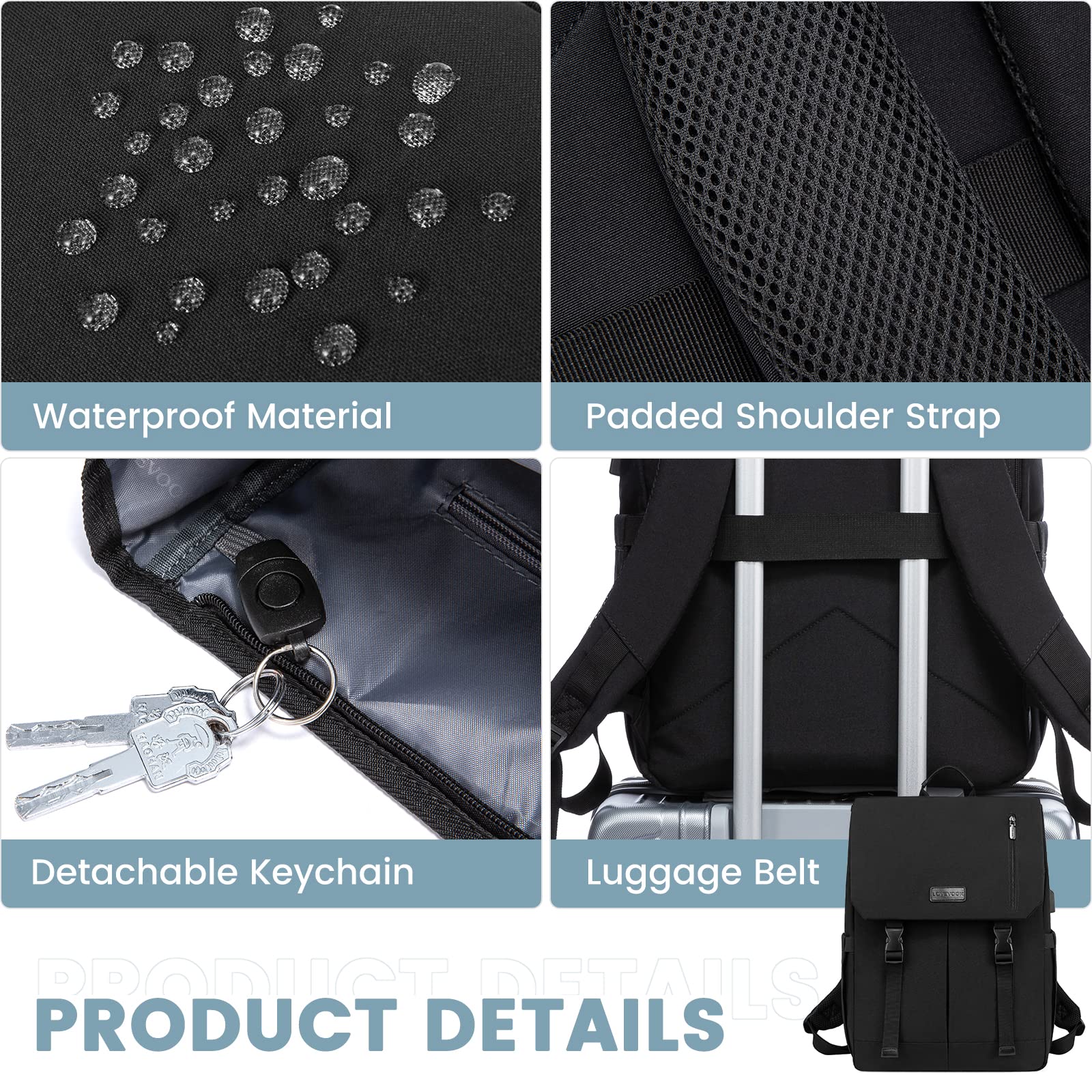 LOVEVOOK Zaino Donna Uomo Borsa Porta PC 17.3 Pollici Zainetto Donna con USB Zaino Scuola Media Superiore Antifurto Zaini Scolastici Impermeabile Laptop Backpack per Università Viaggi Ufficio