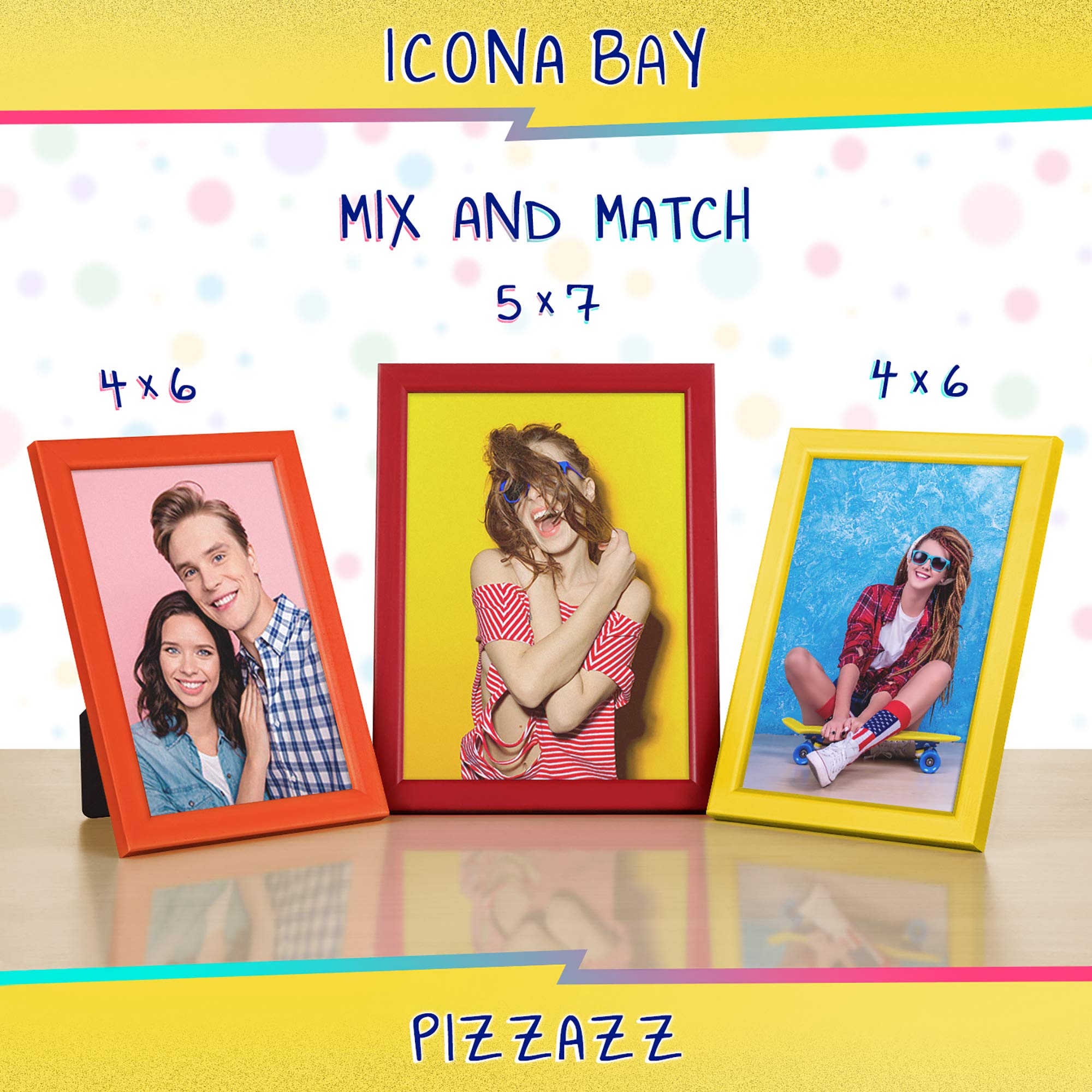 Icona Bay 7x5 Bilderrahmen (Orange, 1 Packung), Farbiger Massivholzrahmen im skandinavischen Stil für Foto, Pizzazz Collection – Ansicht 2