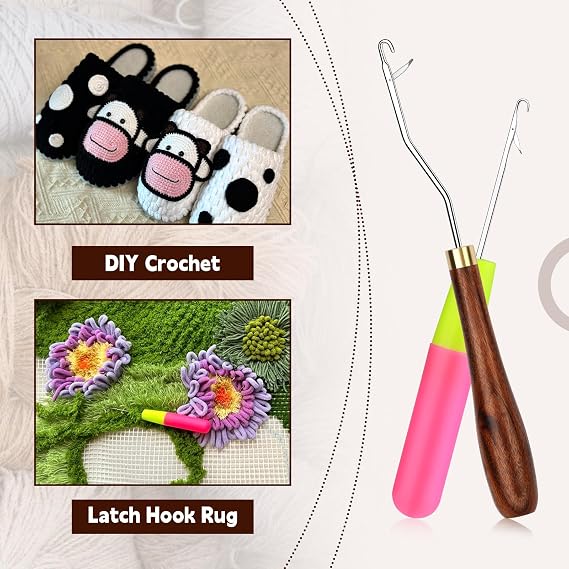 BALDCC 5 Size Latch Hook, Crochet Hooks for Hair, Latch Hook Kit | Crochet Needles for Hair , Crochet Hooks for Hair , Rug Hook for Rug Making, Braiding, and Crochet Craft