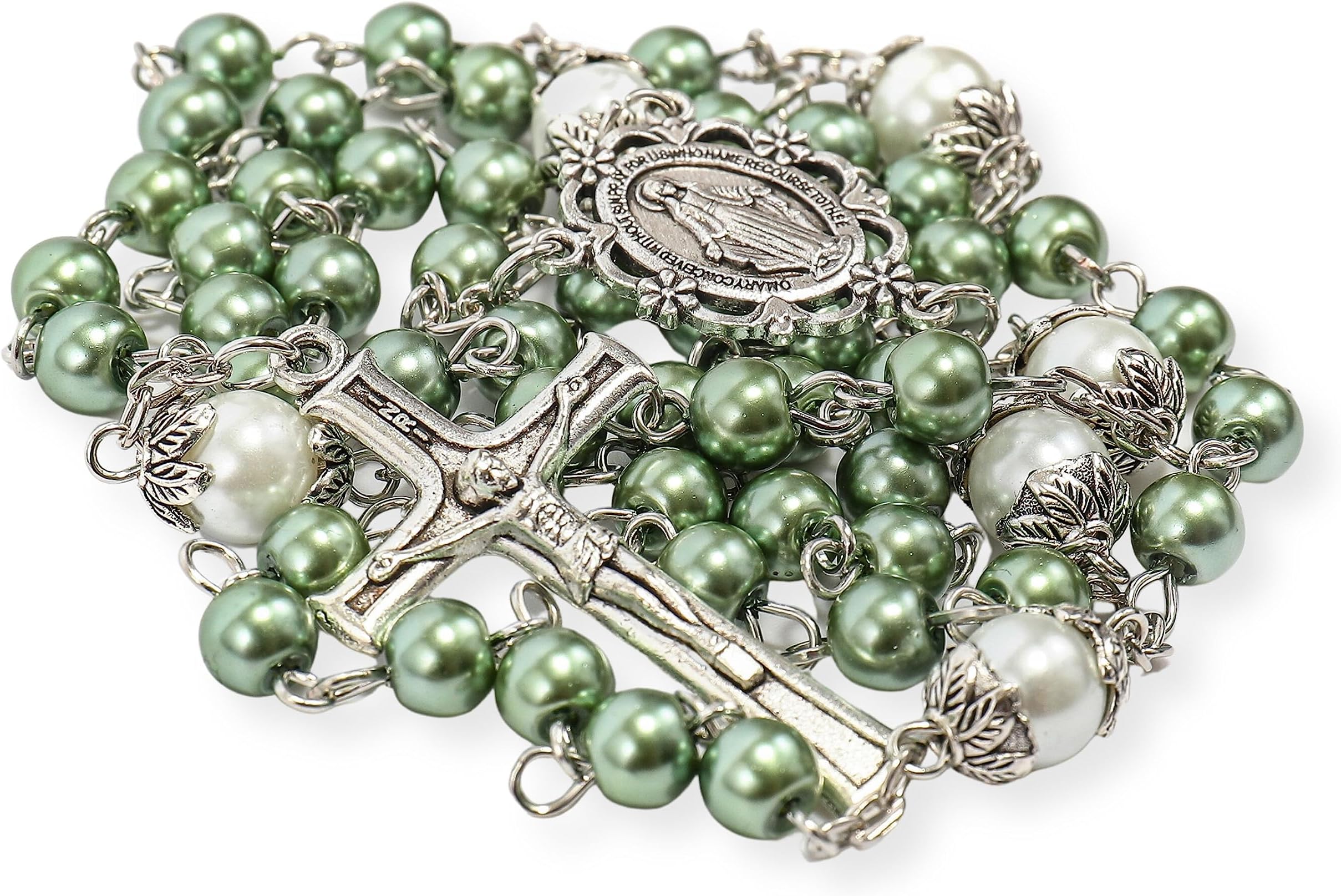 Green Glass Beads Rosary