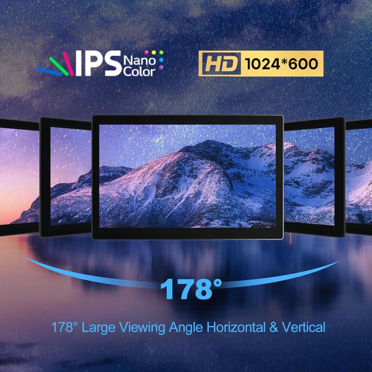 IPS Nano Color HD 1024x600 display with 178 degree viewúhel
