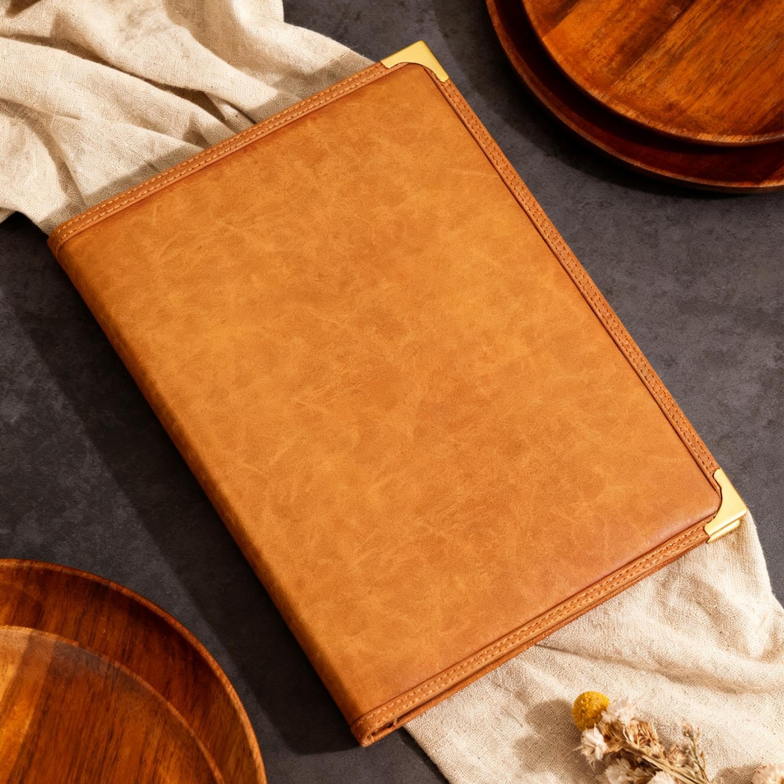 Generic Copertina Menu Ristorante Cartella Porta Menù Organizzatore Portamenu Menù Resistente con Struttura in PVC Metallo PU per Uso Frequente Adatta a, Marrone