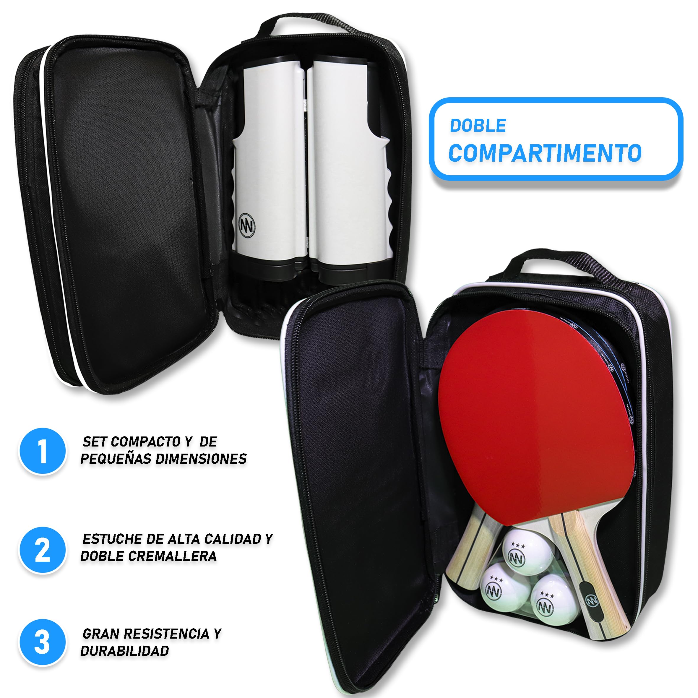 Set Ping Pong Profesional Red Extensible Palas Pelotas 3 Estrellas Portátil
