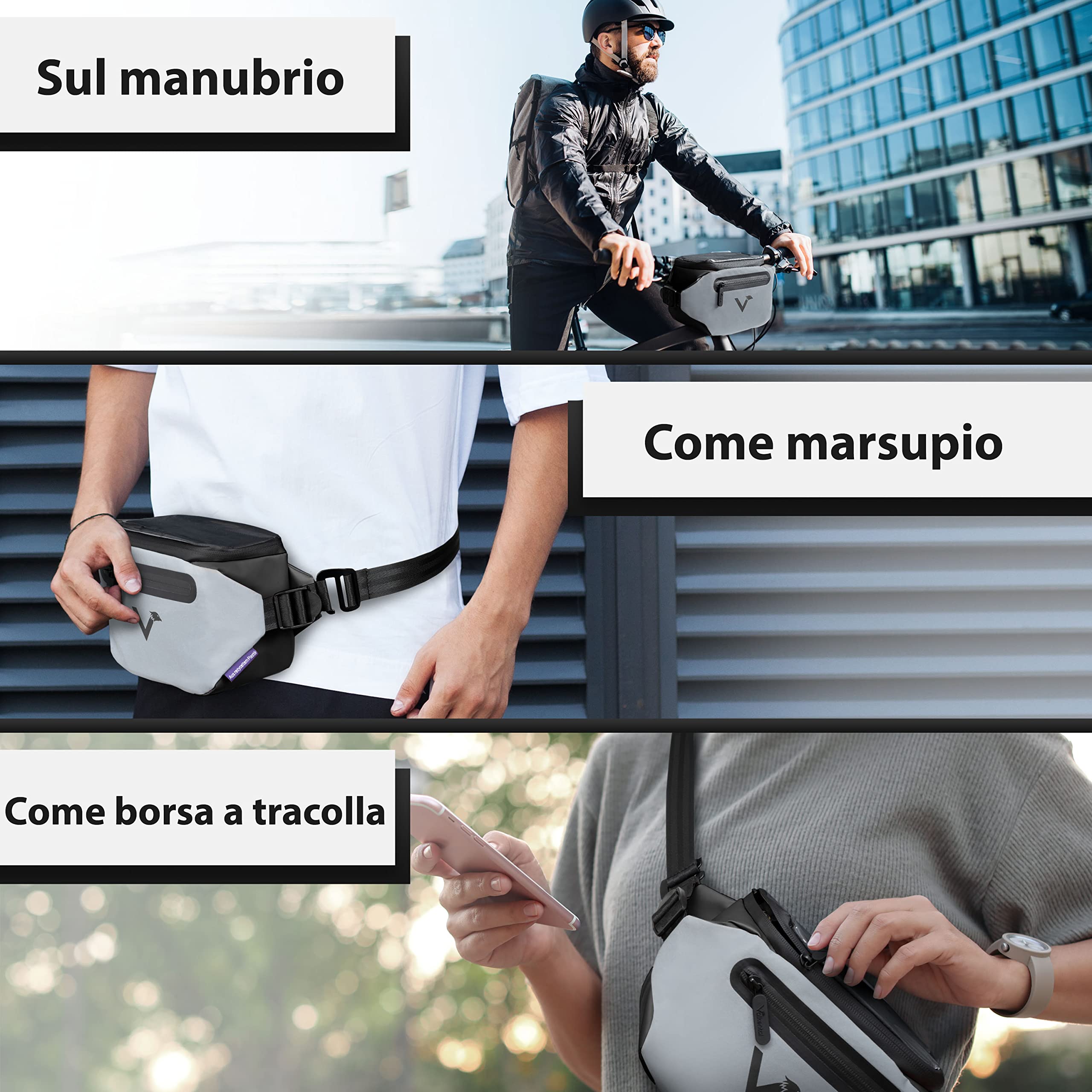 Borsa Da Manubrio Impermeabile Valkental - 7L Con Chiusura Magnetica | Compatibile Klickfix - Foto 12