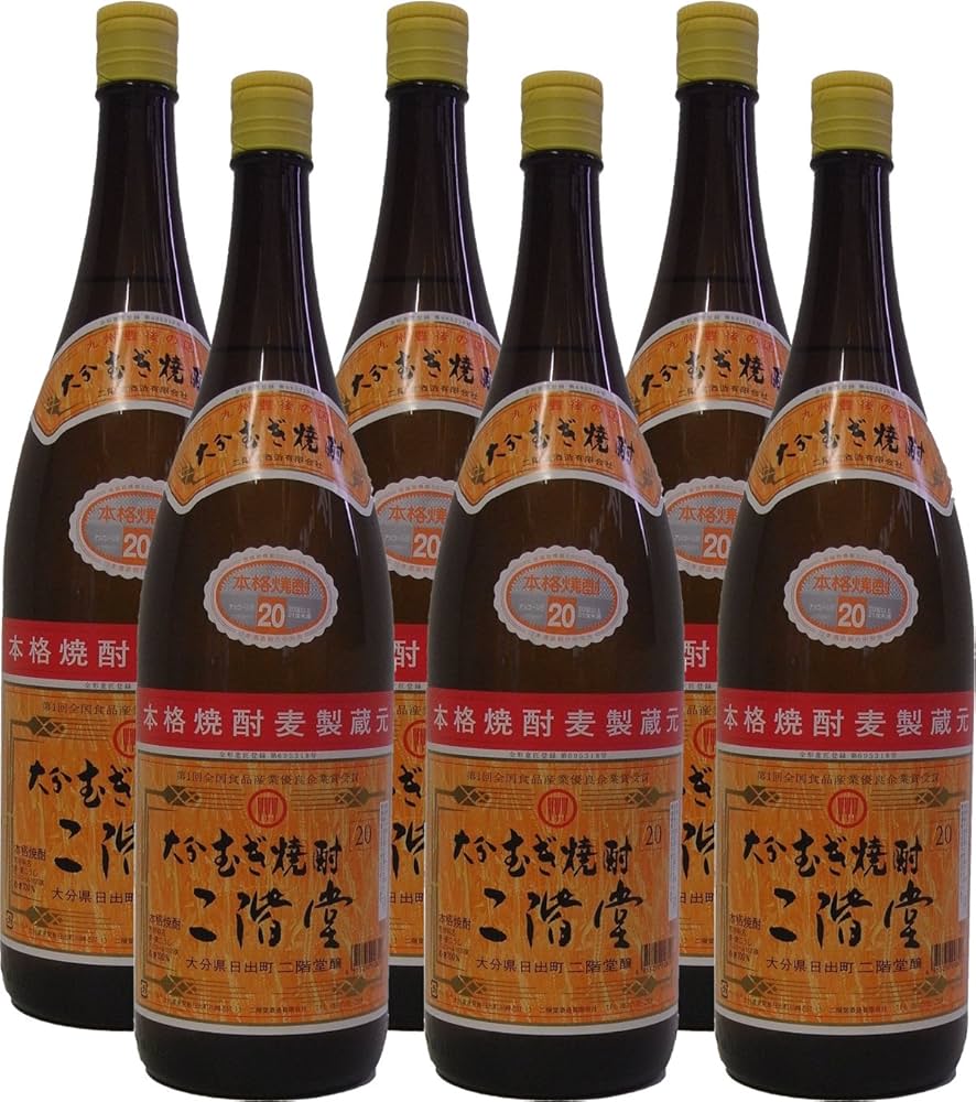 Amazon.co.jp: 本格麦焼酎 二階堂 20度1800ml瓶 1ケース（6本