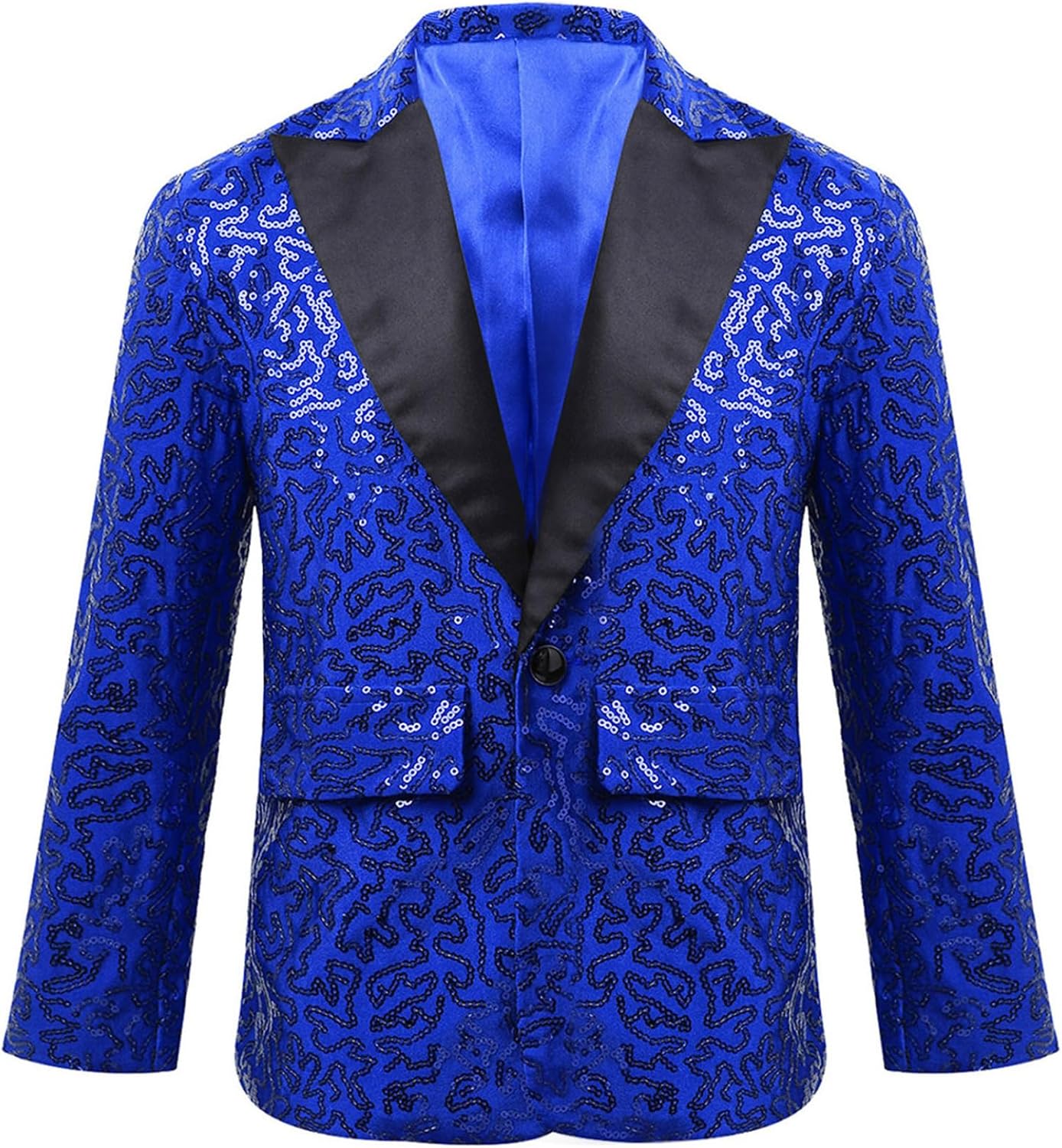 Kids Boys Grand Shiny Jacket Suit Stately Blazer Trendy Wedding Lapel Tuxedo Party Coat