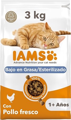 IAMS Alimento Seco para Gatos Esterilizados, con Pollo Fresco, 3 kg