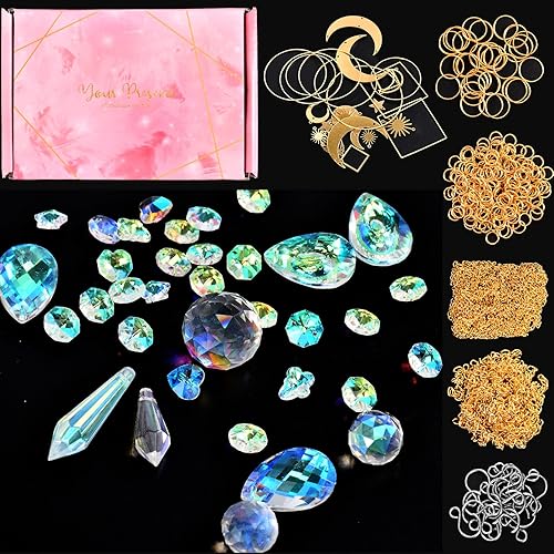 Miniatura 7 de Juego de 370 piezas de atrapasoles de cristal, lámparas de araña colgantes, piezas de prismas de arco iris, colgantes para colgar ventanas de