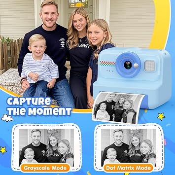 HiMont Kids Camera Instant Print, 1080P Instant Print Camera for Kids with 32GB Card & 3 Rolls Paper, Selfie Digital Camara, Funny Toys Gifts for Boys & Girls Age 3-12 (Blue)